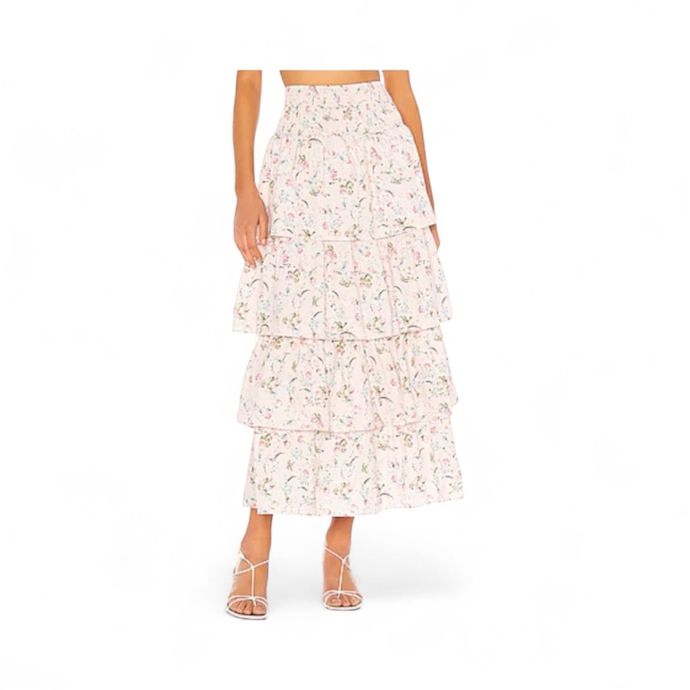 WeWoreWhat White Floral Tiered Maxi Skirt